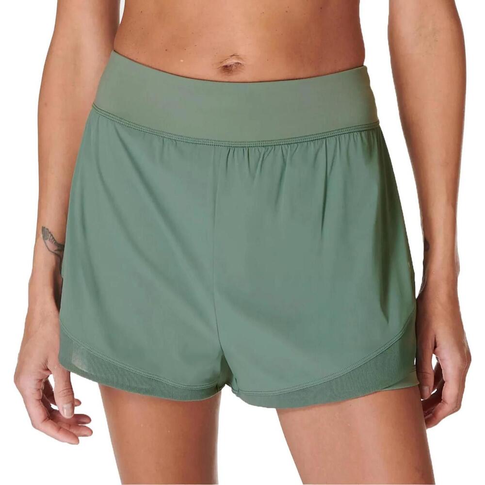 NWT Sweaty Betty Women's Tempo Run Shorts, Medium, Cool Forest Green